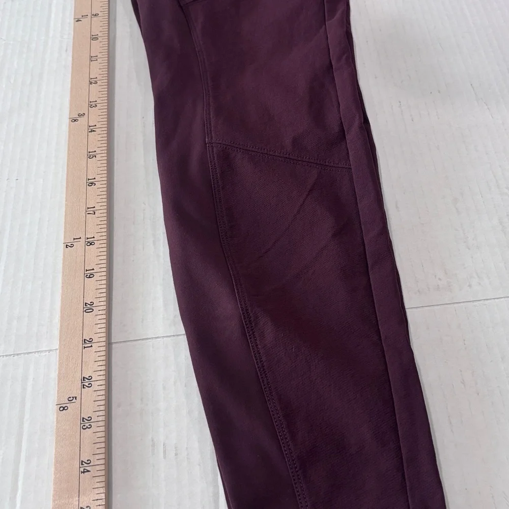 Athleta Headlands Hybrid Tight Sz 4 Burgundy Wine High Rise Zip Pockets Skinny - Picture 9 of 9